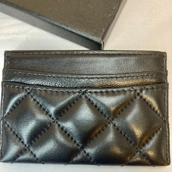 CHANEL ~ Classic Card Holder~Quilted Lambskin, Black w/Authentication Card - Picture 12 of 16